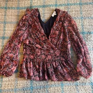 Maroon and black Calligraphie blouse, size S